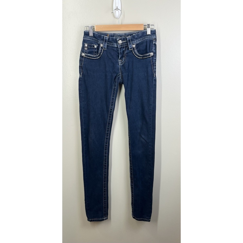 Miss Me Signature Skinny Jeans Size 25 Blue Denim Women's Embellished Bling